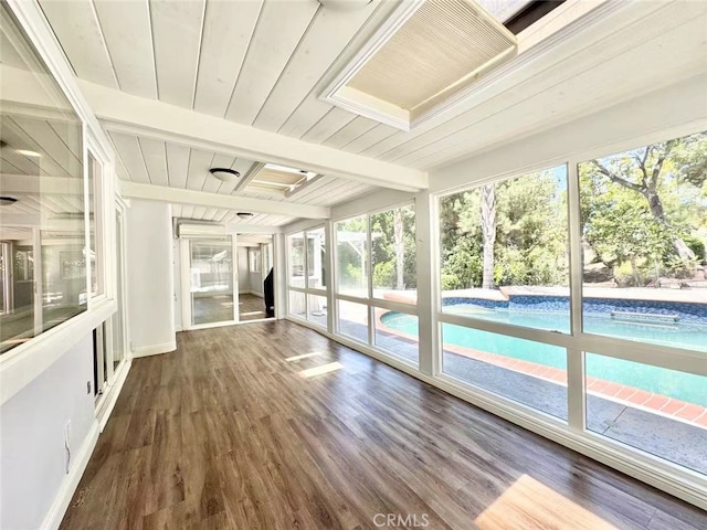 21315 Pinehill Ln, Diamond Bar, CA 91765 - unfurnished sunroom featuring beamed ceiling