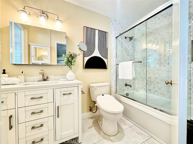 21315 Pinehill Ln, Diamond Bar, CA 91765 - full bathroom featuring vanity, enclosed tub / shower combo, and marble look tile flooring