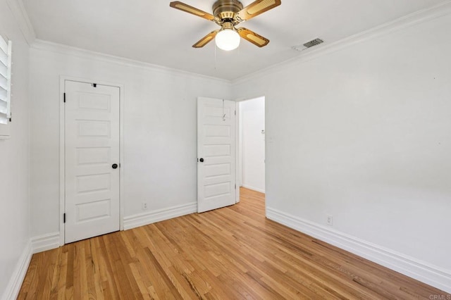 1220 Palomar Ter, Escondido, CA 92027 - unfurnished bedroom featuring light wood finished floors, ornamental molding, and a ceiling fan