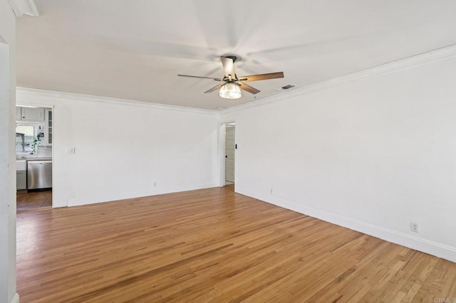 1220 Palomar Ter, Escondido, CA 92027 - spare room with ornamental molding, light wood finished floors, and ceiling fan