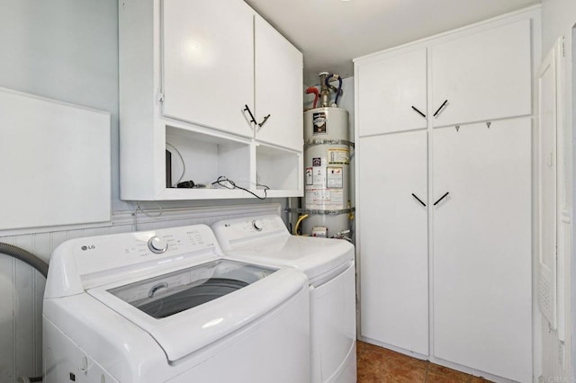 1220 Palomar Ter, Escondido, CA 92027 - washroom featuring strapped water heater, cabinet space, independent washer and dryer, and tile patterned flooring