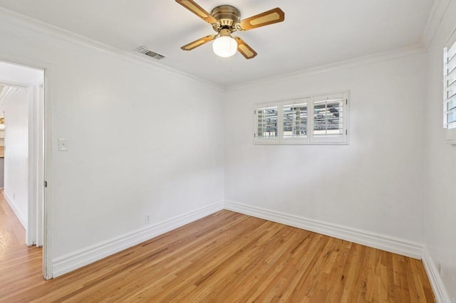 1220 Palomar Ter, Escondido, CA 92027 - spare room featuring light wood-style flooring, a ceiling fan, and crown molding
