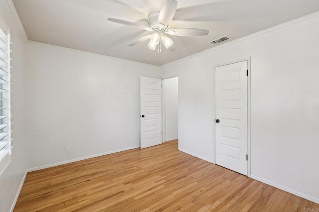 1220 Palomar Ter, Escondido, CA 92027 - unfurnished bedroom with light wood-type flooring, ornamental molding, and a ceiling fan
