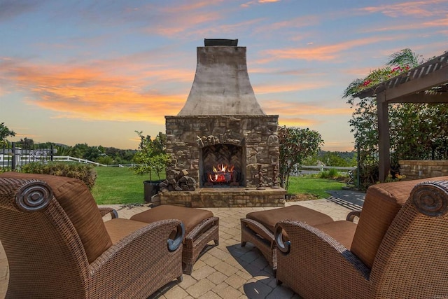 14786 Cool Valley Ranch Rd, Valley Center, CA 92082 - view of patio / terrace with an outdoor living space with a fireplace