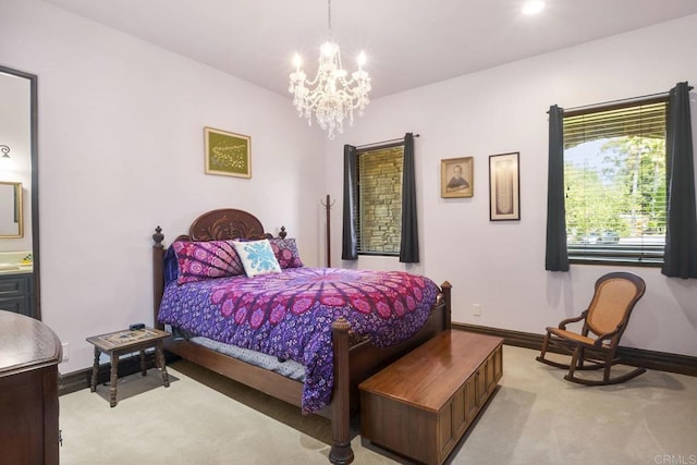 14786 Cool Valley Ranch Rd, Valley Center, CA 92082 - bedroom featuring light carpet and a chandelier