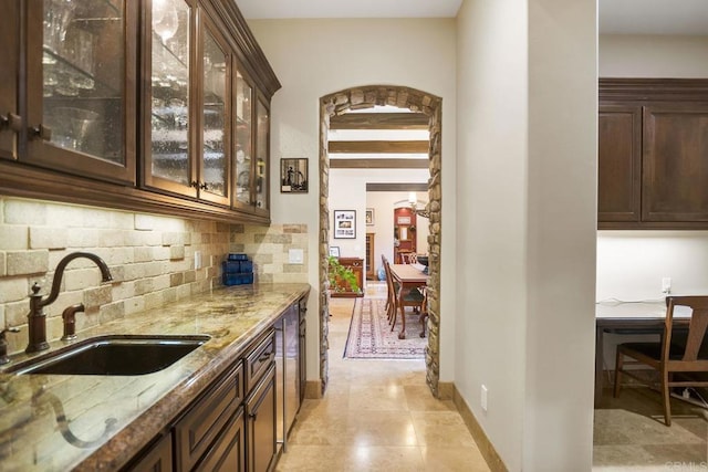 14786 Cool Valley Ranch Rd, Valley Center, CA 92082 - indoor bar featuring decorative backsplash and baseboards