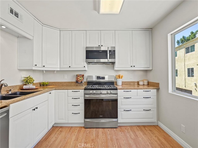 9531 Via Ricardo, Sun Valley, CA 91504 - kitchen featuring stainless steel appliances, white cabinets, and light wood-type flooring