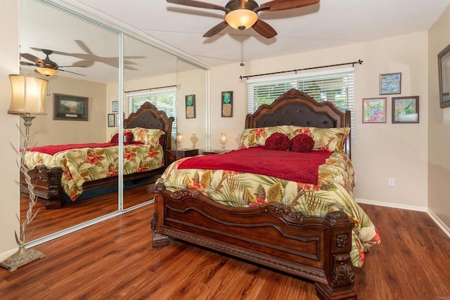 836 Yankee Point Way, Oceanside, CA 92058 - bedroom featuring multiple windows, wood finished floors, and a ceiling fan