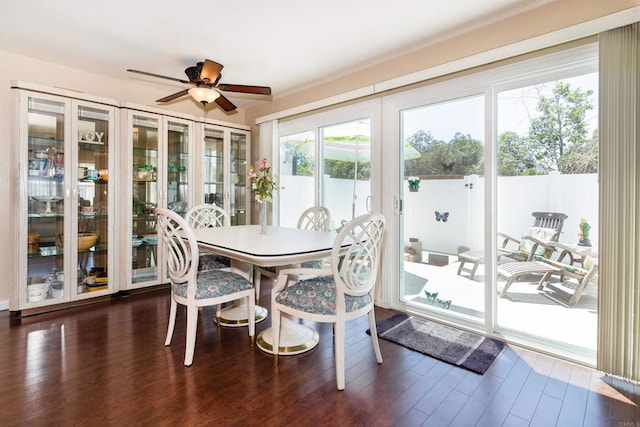836 Yankee Point Way, Oceanside, CA 92058 - dining space with dark wood finished floors and ceiling fan