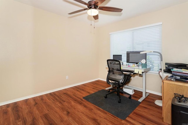 836 Yankee Point Way, Oceanside, CA 92058 - office area featuring ceiling fan and wood finished floors