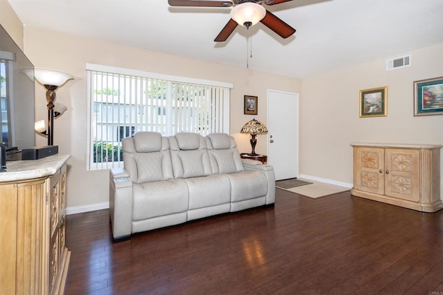 836 Yankee Point Way, Oceanside, CA 92058 - living room featuring a ceiling fan and dark wood finished floors