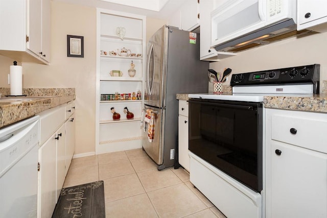 836 Yankee Point Way, Oceanside, CA 92058 - kitchen featuring white appliances, white cabinetry, and light tile patterned floors