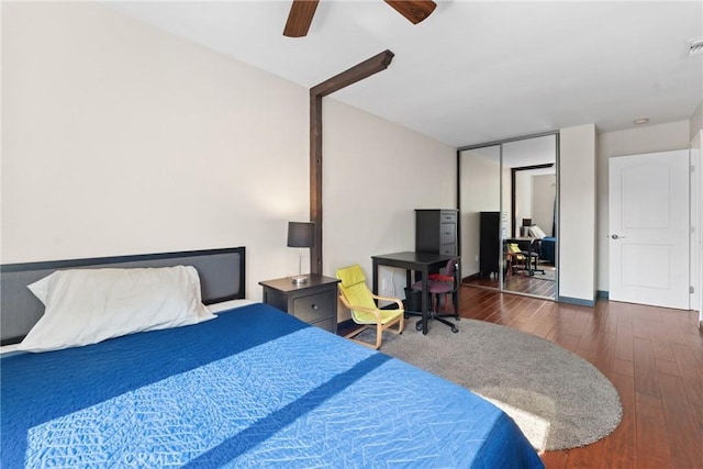 887 San Juan Cir, Duarte, CA 91010 - bedroom featuring wood-type flooring, ceiling fan, and a desk