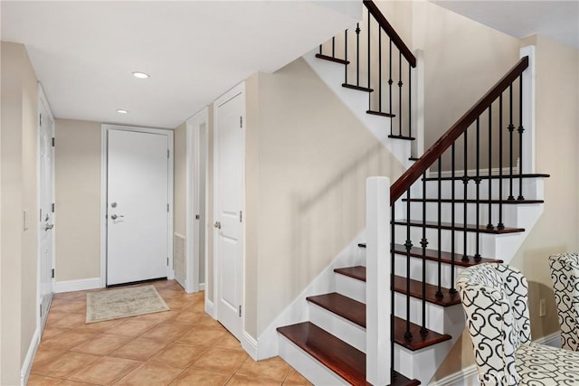 887 San Juan Cir, Duarte, CA 91010 - entryway with stairs, recessed lighting, and tile patterned flooring