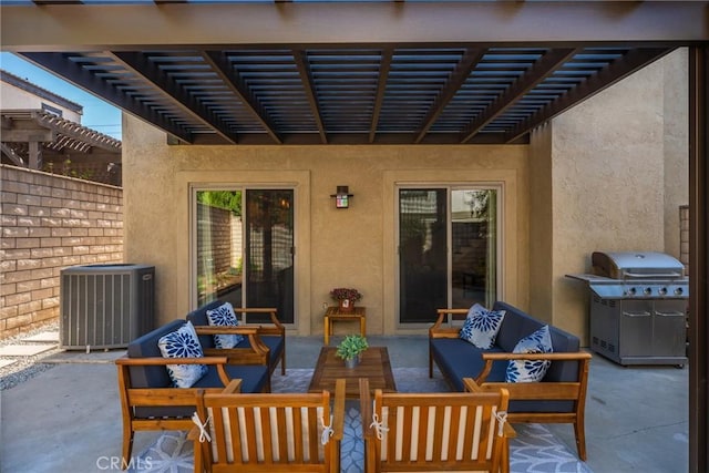 887 San Juan Cir, Duarte, CA 91010 - view of patio / terrace featuring an outdoor living space, a pergola, and a grill