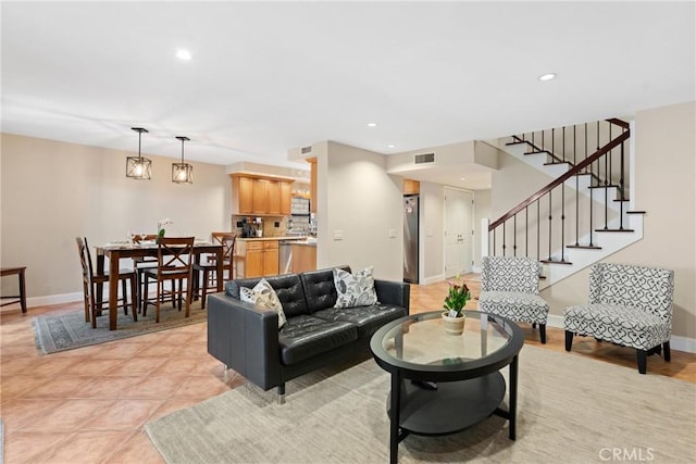 887 San Juan Cir, Duarte, CA 91010 - living room featuring stairs and recessed lighting