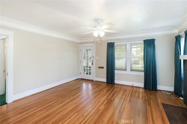 845 N Curtis Ave, Alhambra, CA 91801 - empty room featuring wood finished floors, crown molding, and a ceiling fan