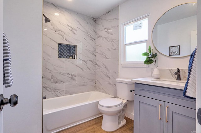 4711 Landis St, San Diego, CA 92105 - bathroom with vanity, wood finished floors, and shower / bath combination