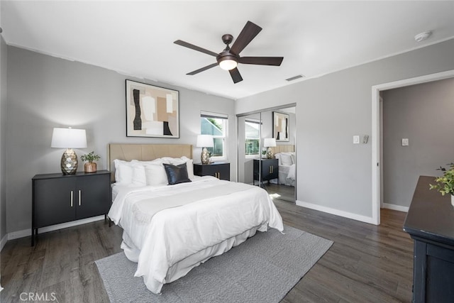 4513 E Cervato St, Long Beach, CA 90815 - bedroom with wood finished floors, a closet, and ceiling fan