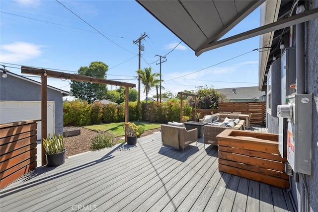 4513 E Cervato St, Long Beach, CA 90815 - wooden deck with an outdoor hangout area and a fenced backyard