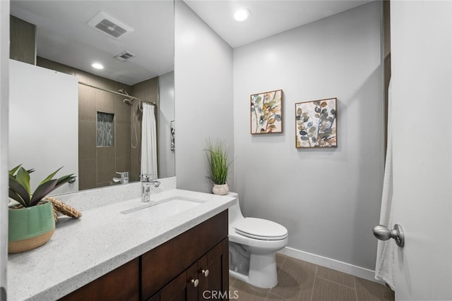 4513 E Cervato St, Long Beach, CA 90815 - full bathroom with vanity, curtained shower, and recessed lighting