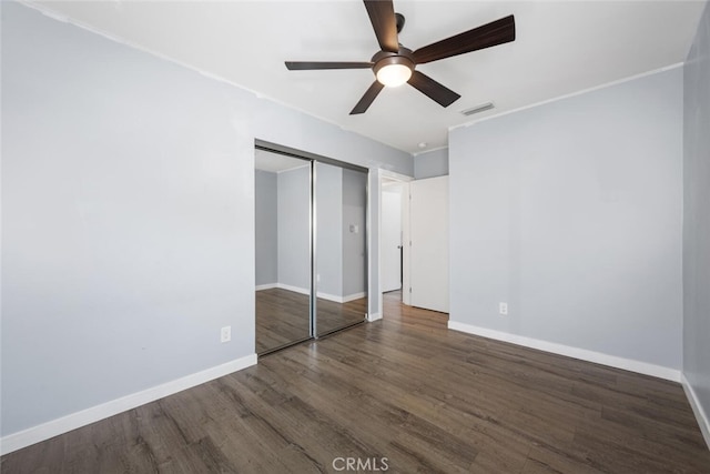 4513 E Cervato St, Long Beach, CA 90815 - unfurnished bedroom featuring wood finished floors, a closet, and ceiling fan