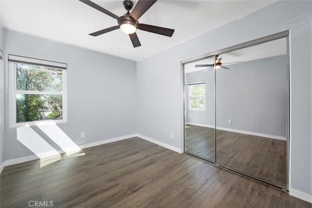 4513 E Cervato St, Long Beach, CA 90815 - unfurnished bedroom with wood finished floors, a closet, and a ceiling fan