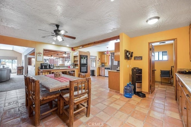 60810 Sunrise Rd, Whitewater, CA 92282 - dining room featuring healthy amount of natural light, a ceiling fan, and a textured ceiling
