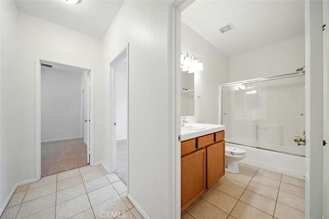 12038 Diego Ct, Moreno Valley, CA 92557 - bathroom featuring vanity, tile patterned flooring, and shower / bath combination with glass door