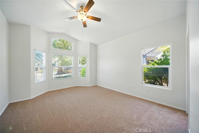 12038 Diego Ct, Moreno Valley, CA 92557 - carpeted spare room with a ceiling fan and vaulted ceiling