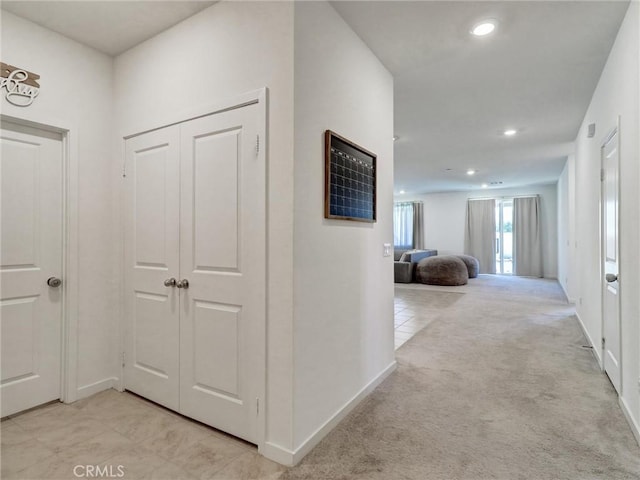 11576 S Crescent St, Desert Hot Springs, CA 92240 - hallway featuring recessed lighting and light colored carpet