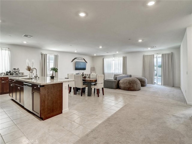 11576 S Crescent St, Desert Hot Springs, CA 92240 - kitchen with open floor plan, recessed lighting, stainless steel dishwasher, and plenty of natural light