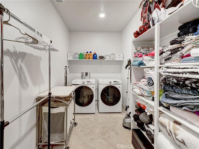 11576 S Crescent St, Desert Hot Springs, CA 92240 - laundry area featuring separate washer and dryer