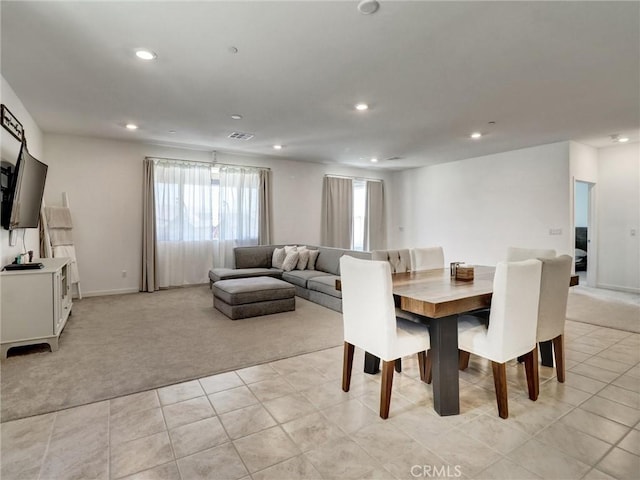 11576 S Crescent St, Desert Hot Springs, CA 92240 - dining room featuring light carpet, recessed lighting, and light tile patterned flooring