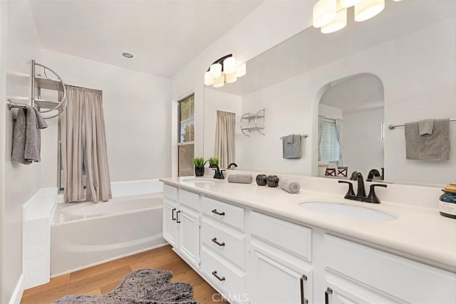 35 Colony Way, Aliso Viejo, CA 92656 - full bath featuring a bath, double vanity, and wood finished floors