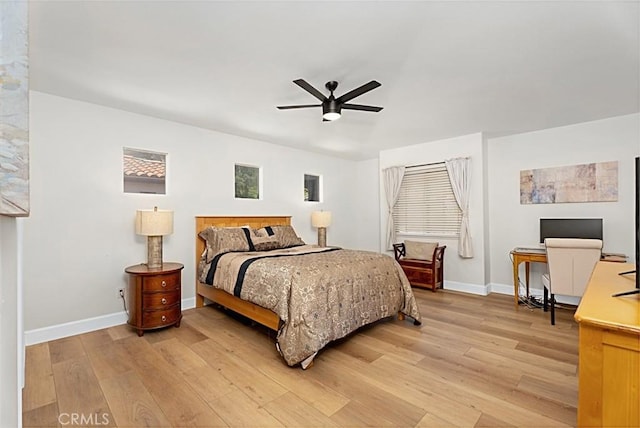 35 Colony Way, Aliso Viejo, CA 92656 - bedroom with light wood-type flooring, an office area, and a ceiling fan