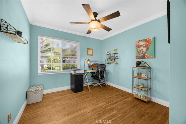 1935 Adobe Ave, Corona, CA 92882 - office featuring crown molding, wood finished floors, and ceiling fan