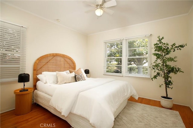 1852 Alpha Rd, Glendale, CA 91208 - bedroom with wood finished floors, ornamental molding, and a ceiling fan