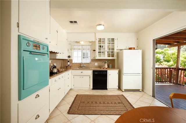 1852 Alpha Rd, Glendale, CA 91208 - kitchen featuring black appliances, plenty of natural light, light tile patterned floors, and backsplash