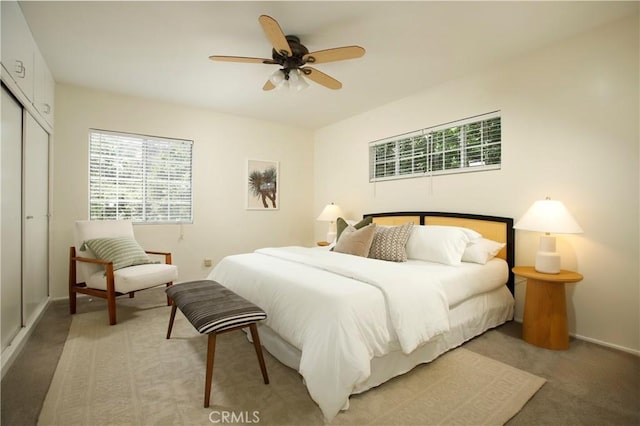 1852 Alpha Rd, Glendale, CA 91208 - bedroom featuring light carpet, a closet, and ceiling fan