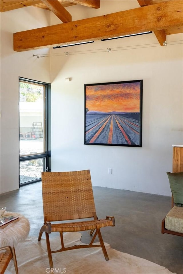 4190 Shadow Canyon Rd, Templeton, CA 93465 - sitting room with beamed ceiling