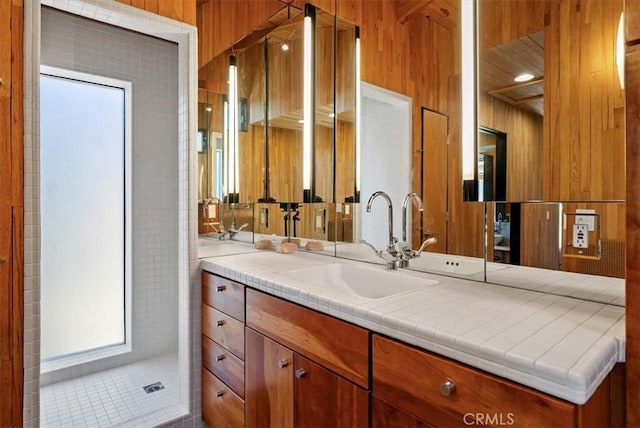 4190 Shadow Canyon Rd, Templeton, CA 93465 - full bath featuring wood walls, vanity, and a shower