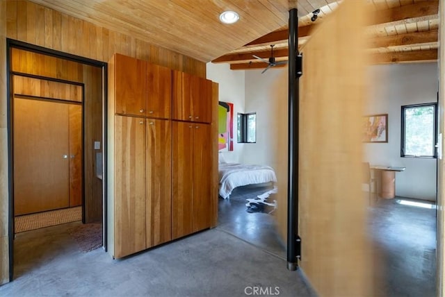 4190 Shadow Canyon Rd, Templeton, CA 93465 - unfurnished bedroom with wooden ceiling, finished concrete floors, and multiple windows