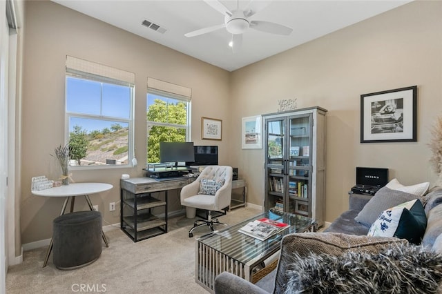 28816 Sedge Ln, Saugus, CA 91350 - office area with carpet flooring and ceiling fan