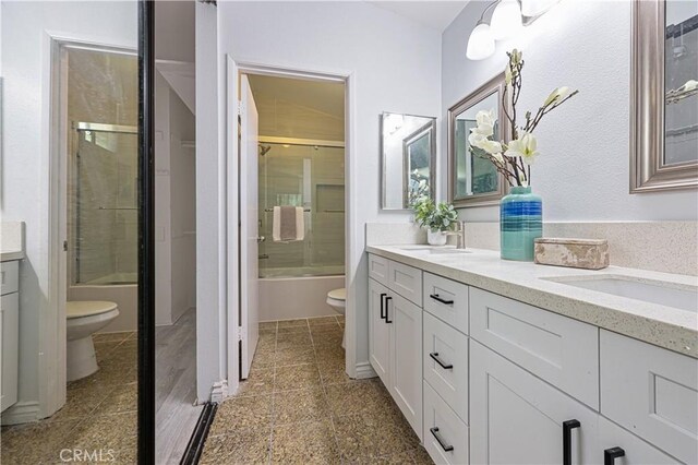 15775 Caminito Atico, San Diego, CA 92128 - full bathroom featuring double vanity and enclosed tub / shower combo