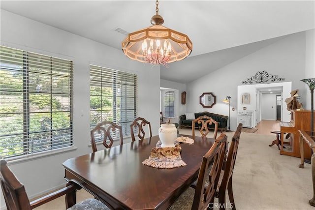 181 Eucalyptus Rd, Nipomo, CA 93444 - dining room with a chandelier, plenty of natural light, and high vaulted ceiling