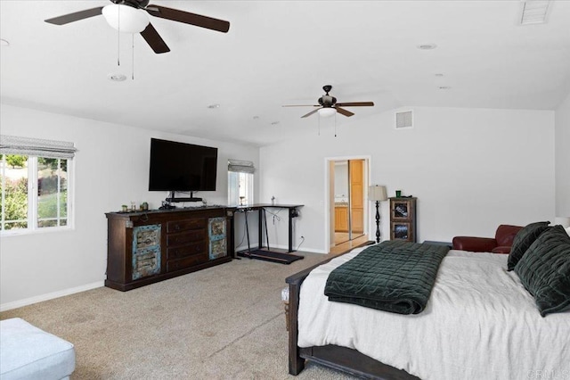 28880 Mac Tan Rd, Valley Center, CA 92082 - bedroom with lofted ceiling, carpet flooring, and a ceiling fan
