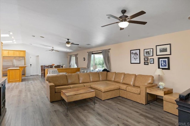 28880 Mac Tan Rd, Valley Center, CA 92082 - living room with ceiling fan, lofted ceiling, and light wood finished floors