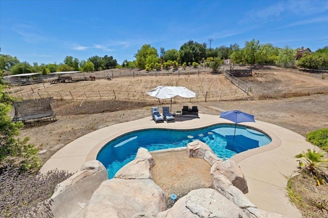 28880 Mac Tan Rd, Valley Center, CA 92082 - swimming pool featuring a patio area and a fenced backyard