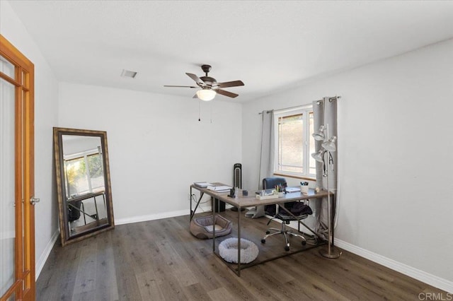 28880 Mac Tan Rd, Valley Center, CA 92082 - office featuring wood finished floors and a ceiling fan